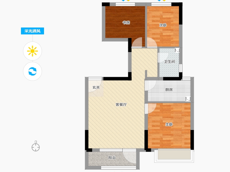 山东省-济南市-济南华润城紫云府-65.46-户型库-采光通风