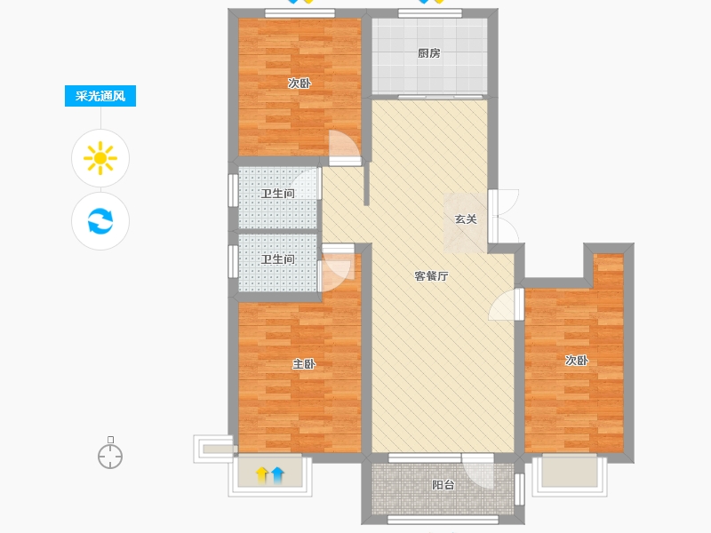 河北省-承德市-福溪帝苑-79.79-户型库-采光通风