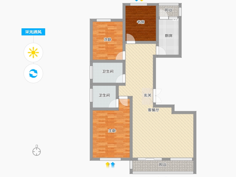 陕西省-榆林市-时光公园-94.76-户型库-采光通风