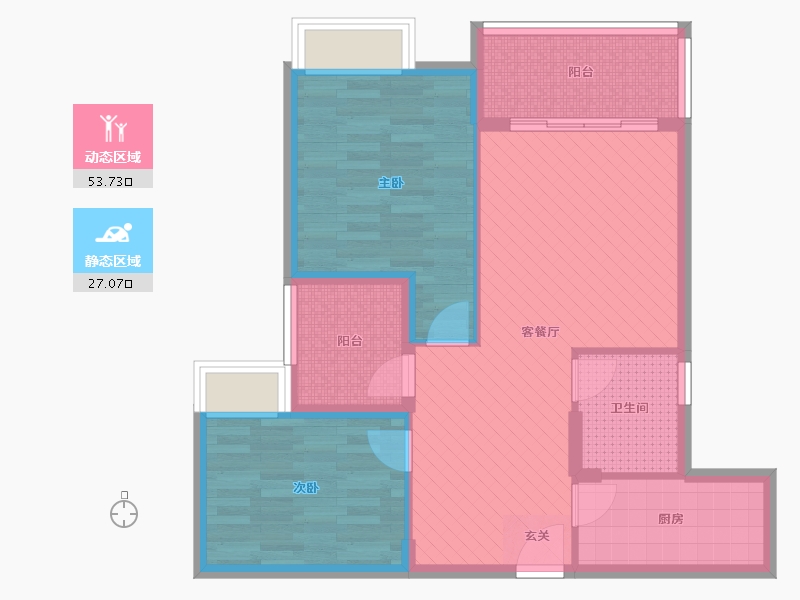 湖北省-荆州市-荆州龙城怡景园-71.00-户型库-动静分区