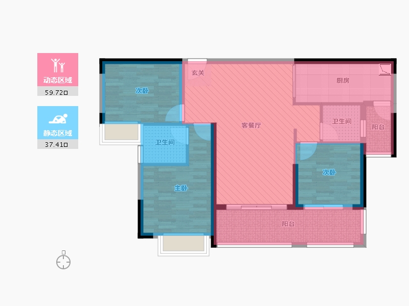 广东省-广州市-绿湖国际-85.00-户型库-动静分区