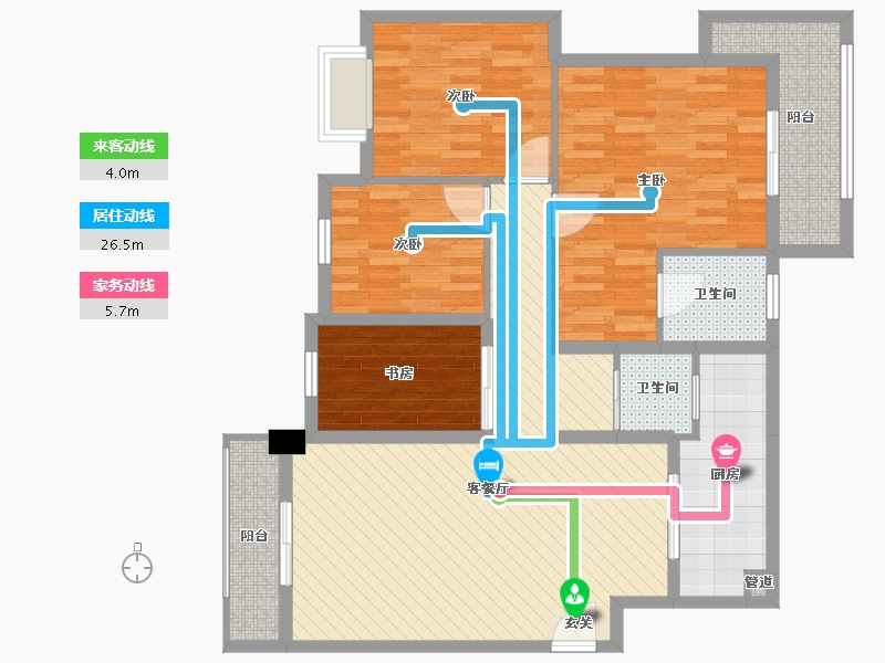 湖北省-武汉市-韵湖春晓-105.60-户型库-动静线