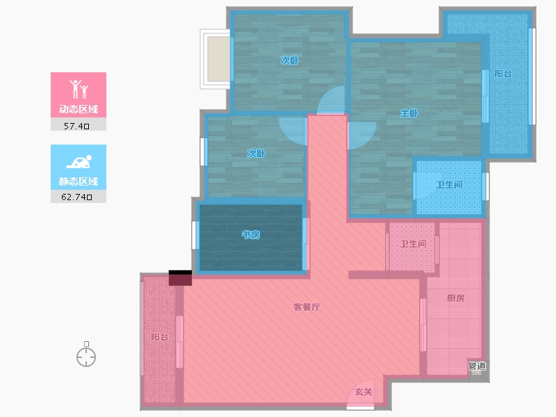 湖北省-武汉市-韵湖春晓-105.60-户型库-动静分区