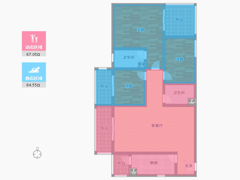 陕西省-西安市-天赐颐府-113.88-户型库-动静分区