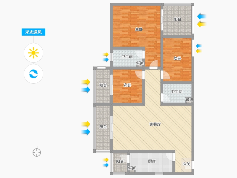 陕西省-西安市-天赐颐府-113.88-户型库-采光通风