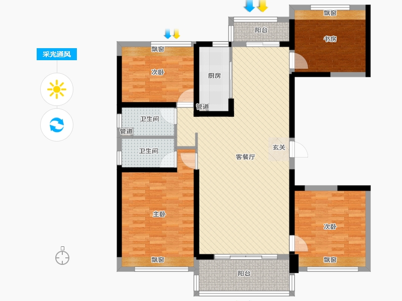 云南省-昆明市-玺台-115.02-户型库-采光通风