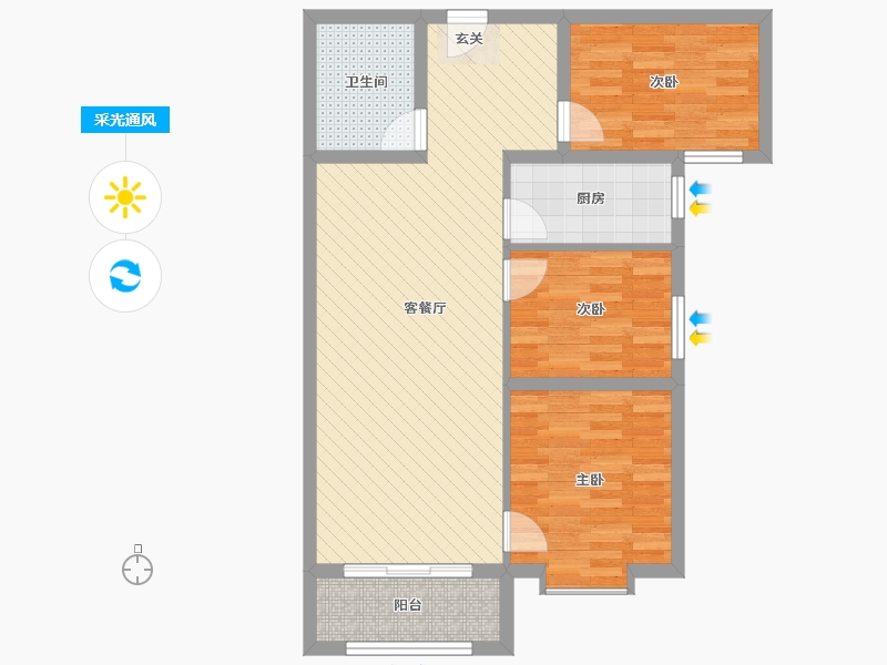 河北省-邢台市-凤凰城-76.62-户型库-采光通风