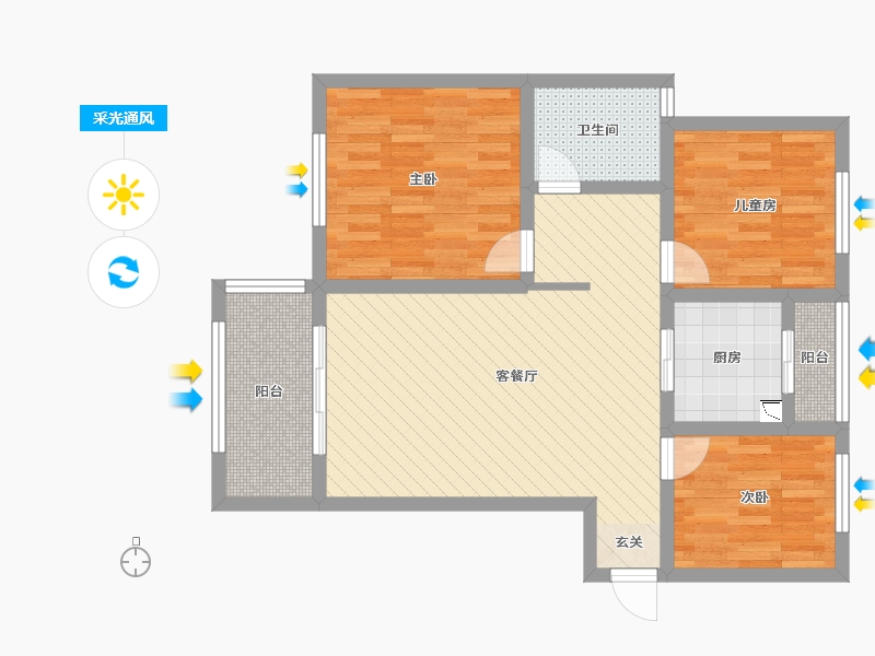 江苏省-苏州市-凤和园-76.69-户型库-采光通风