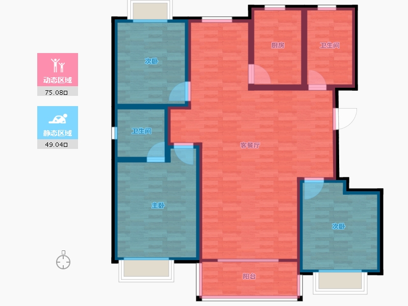 陕西省-渭南市-合阳县天怡园-111.48-户型库-动静分区