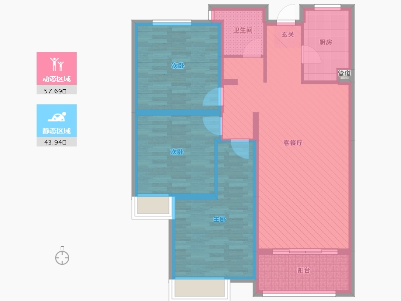 山东省-临沂市-开元阳光水岸-89.88-户型库-动静分区