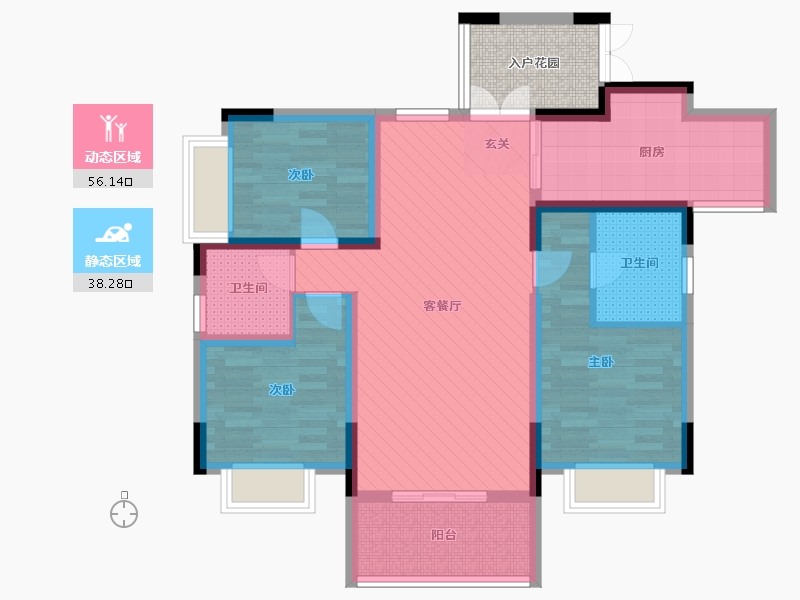 四川省-广安市-瑞鼎君悦-87.23-户型库-动静分区