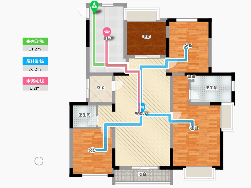 五矿铭品4室2厅2卫1厨131.00㎡户型图