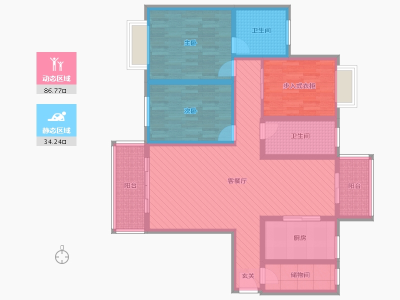 浙江省-绍兴市-诸暨上海城-104.15-户型库-动静分区