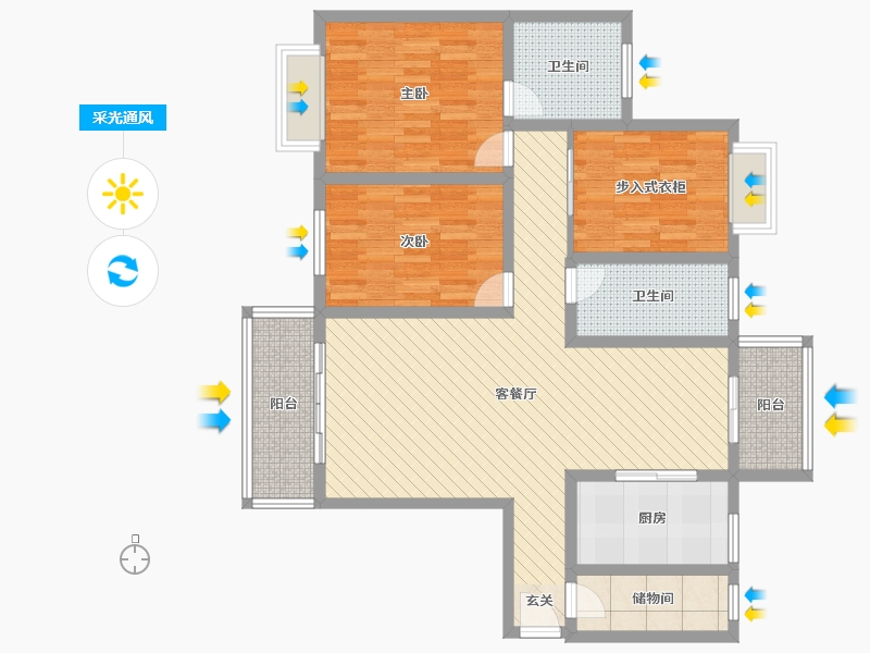 浙江省-绍兴市-诸暨上海城-104.15-户型库-采光通风