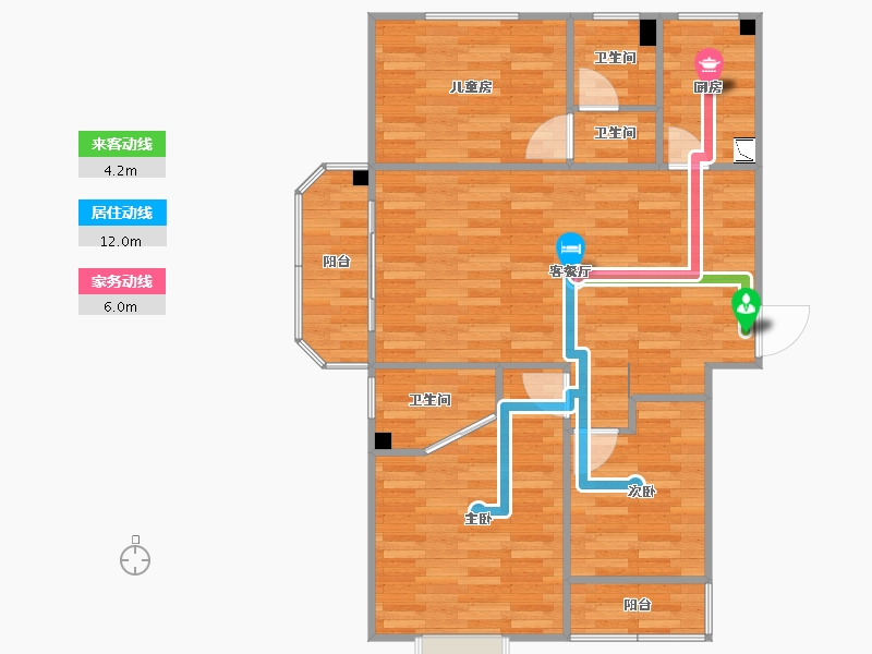 华都御府3室2厅3卫1厨102.00㎡户型图