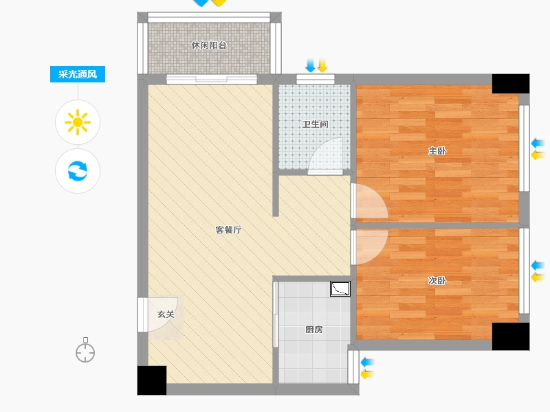 湖南省-株洲市-新桂广场-53.70-户型库-采光通风