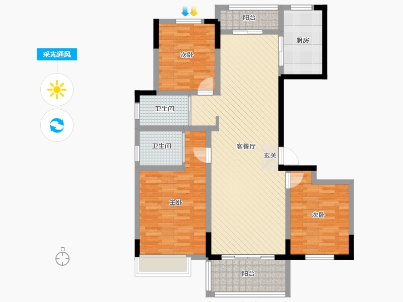 安徽省-蚌埠市-公园首府-99.96-户型库-采光通风