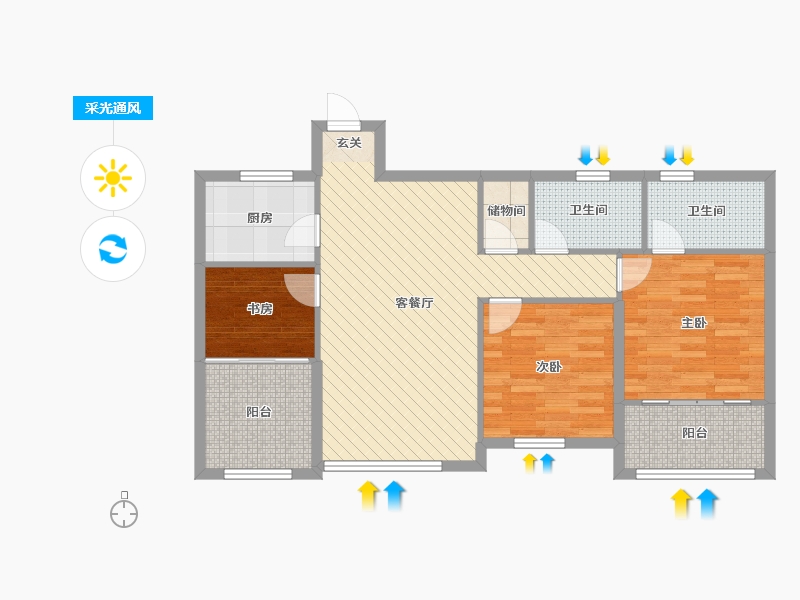 浙江省-温州市-兴翔-84.64-户型库-采光通风