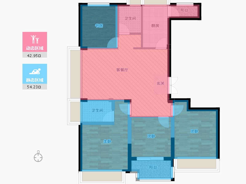 浙江省-杭州市-上实海上海白洋港城-84.64-户型库-动静分区