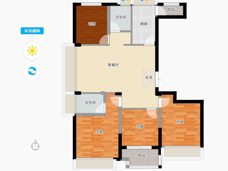 浙江省-杭州市-上实海上海白洋港城-84.64-户型库-采光通风