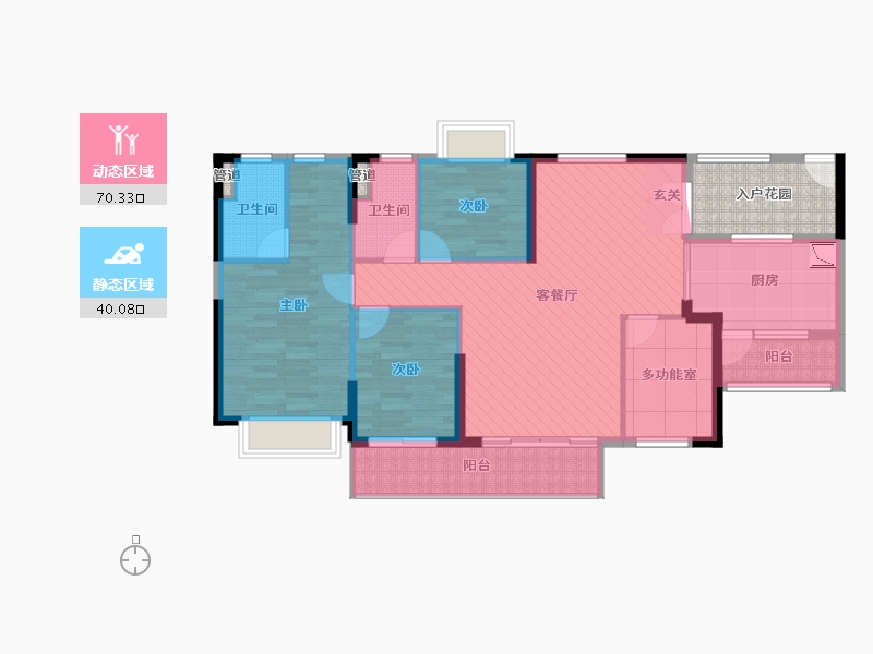 悦江上品苑3室2厅2卫1厨131.00㎡户型图