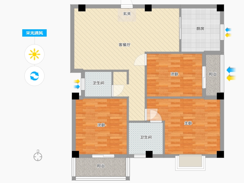 广东省-广州市-阳光城-92.70-户型库-采光通风