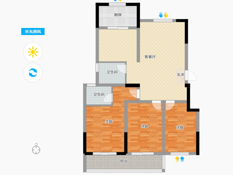 山东省-烟台市-工商联会员之家-102.42-户型库-采光通风