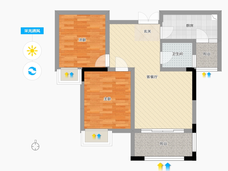 四川省-德阳市-万嘉国际社区-59.56-户型库-采光通风