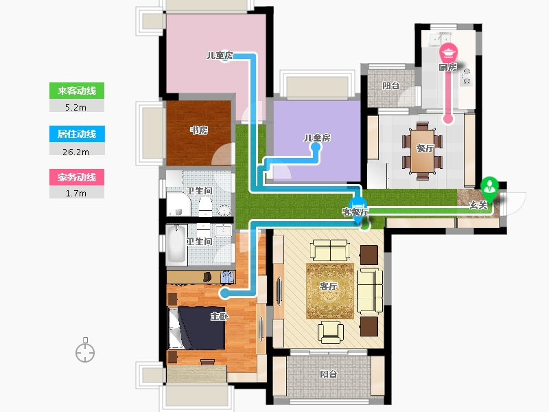 南昌恒大绿洲4室2厅2卫1厨134.00㎡户型图