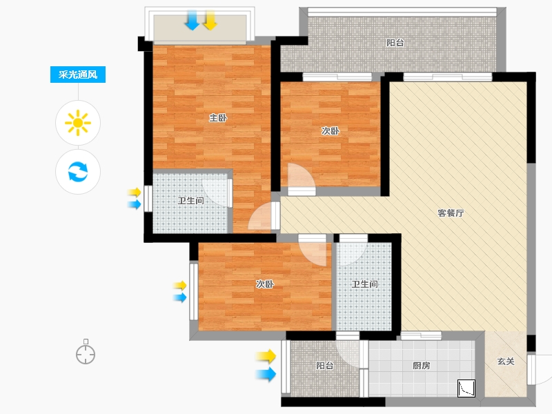 重庆-重庆市-新城金科桃李郡-88.00-户型库-采光通风