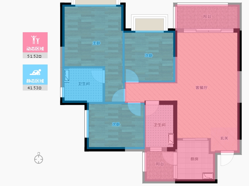 四川省-成都市-恒大御龙天峰-81.61-户型库-动静分区