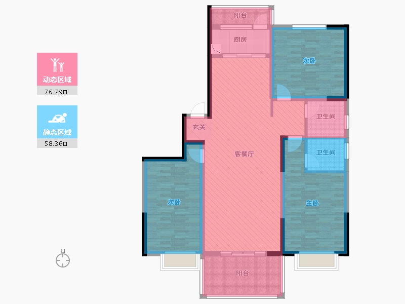 陕西省-商洛市-旭东花园-119.51-户型库-动静分区