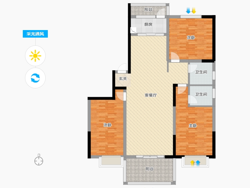 陕西省-商洛市-旭东花园-119.51-户型库-采光通风