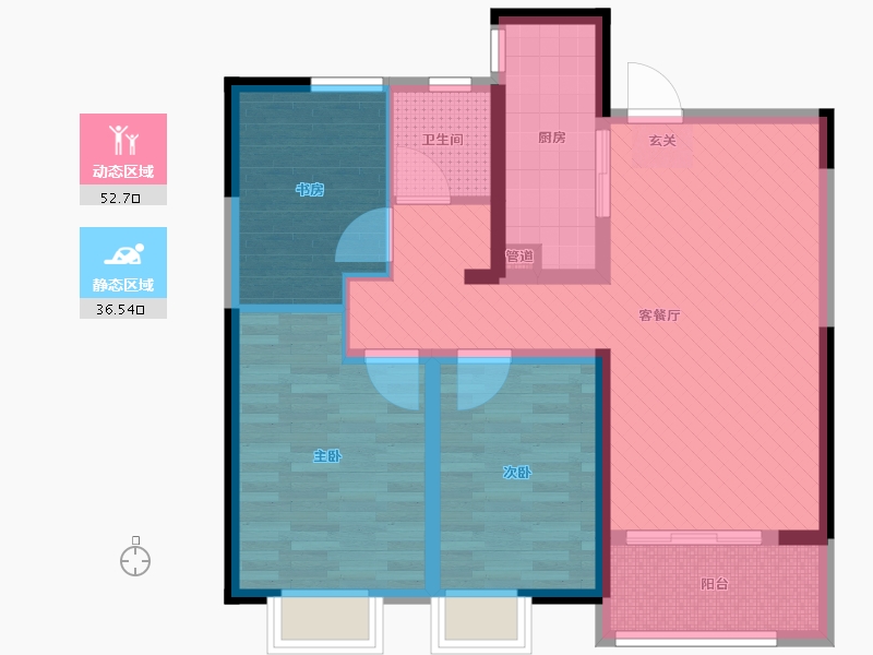 安徽省-淮南市-恒大绿洲-77.60-户型库-动静分区