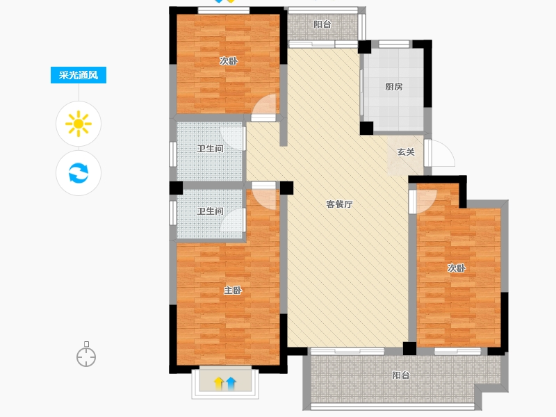 江苏省-徐州市-文渊佳苑-101.52-户型库-采光通风