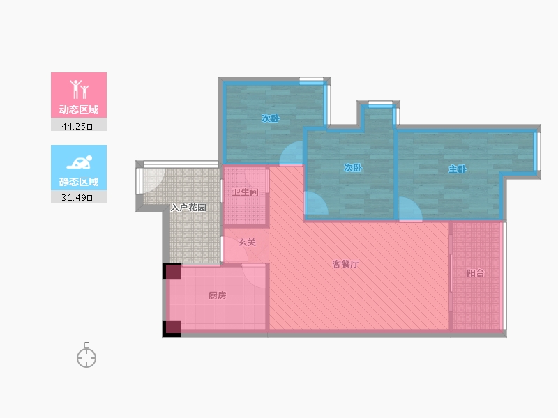 光华锦苑3室2厅1卫1厨93.00㎡户型图