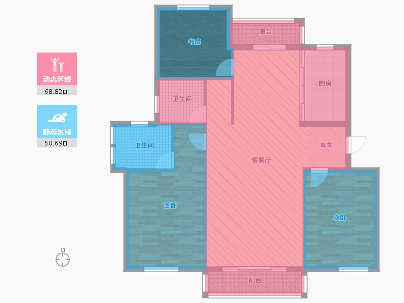 浙江省-金华市-锦绣天成-106.72-户型库-动静分区