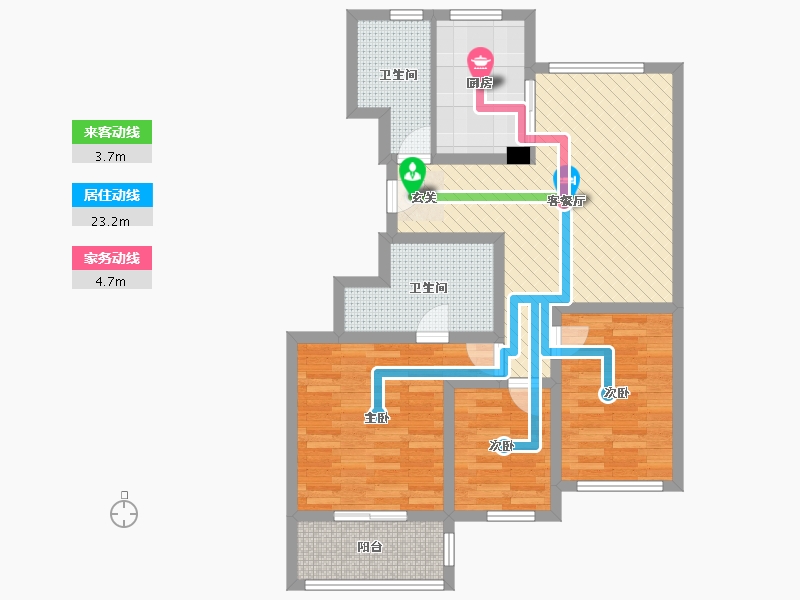 浙江省-杭州市-庆隆苑-82.61-户型库-动静线