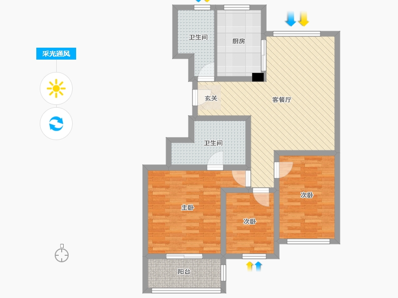 浙江省-杭州市-庆隆苑-82.61-户型库-采光通风