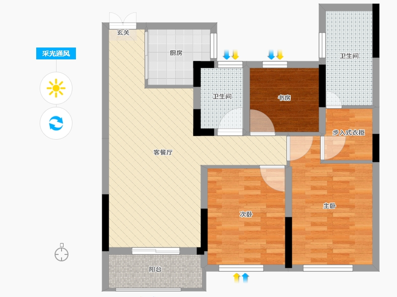 浙江省-温州市-首府一号-75.19-户型库-采光通风