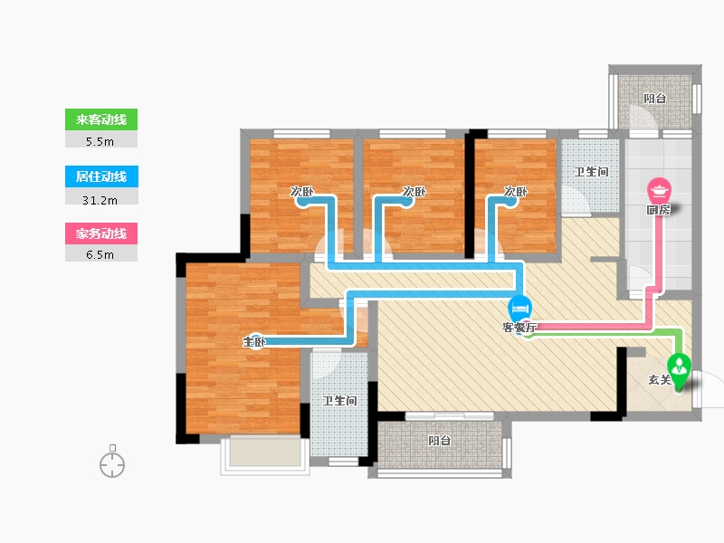 四川省-宜宾市-欢乐颂豪庭-95.16-户型库-动静线