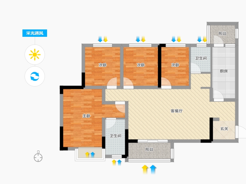 四川省-宜宾市-欢乐颂豪庭-95.16-户型库-采光通风