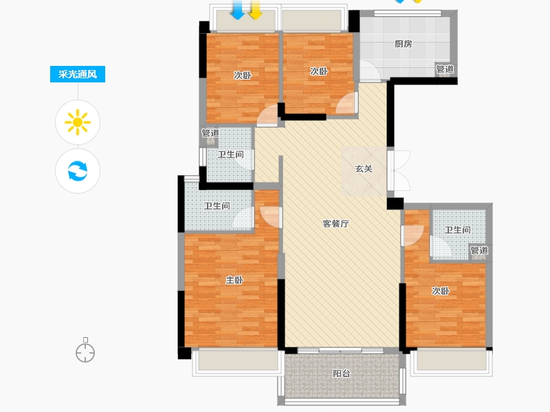 湖南省-长沙市-长沙碧桂园星城首府-108.13-户型库-采光通风