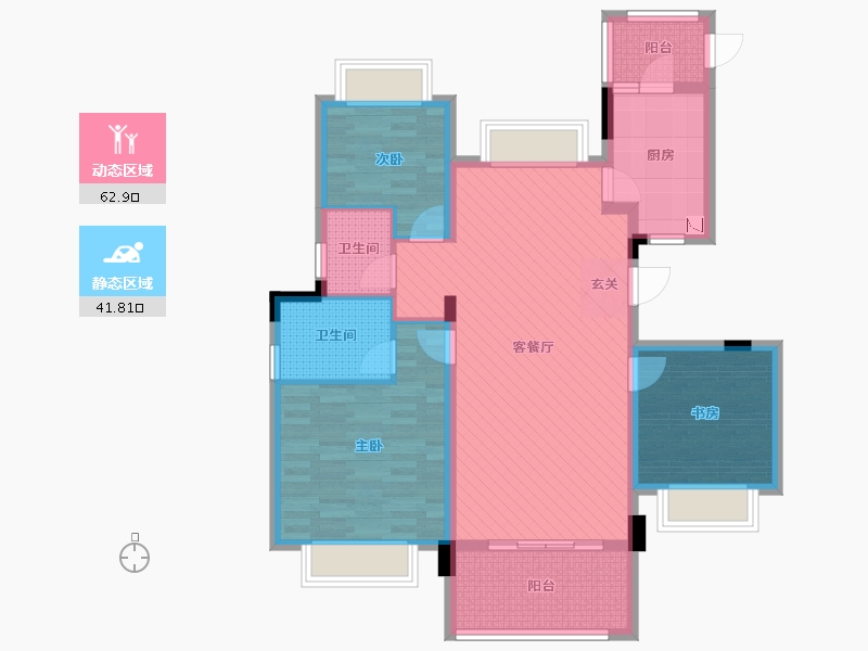 四川省-遂宁市-金科美湖湾-91.92-户型库-动静分区