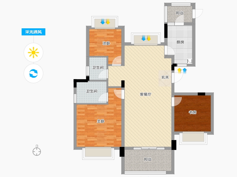 四川省-遂宁市-金科美湖湾-91.92-户型库-采光通风