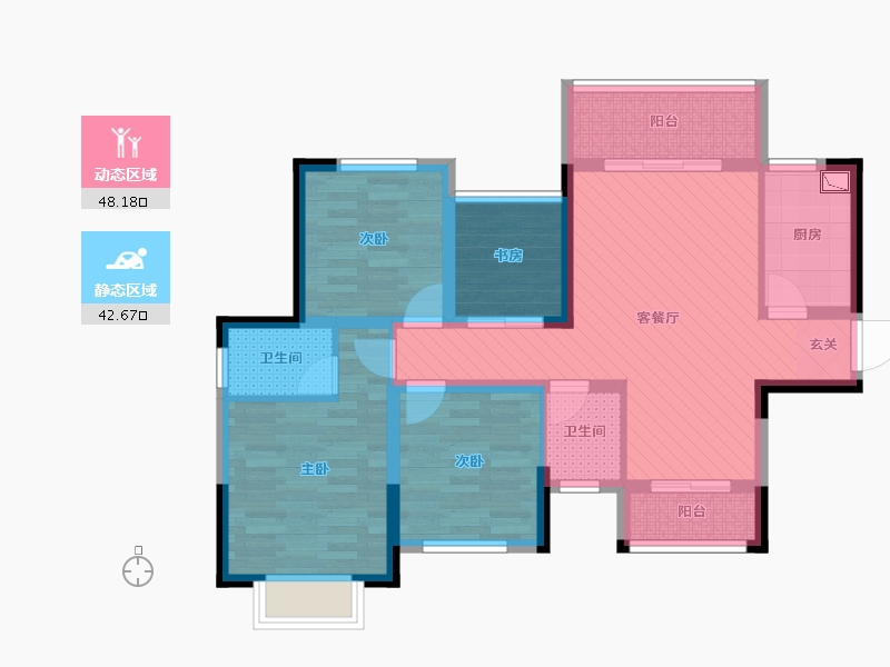 湖南省-长沙市-紫华郡-77.57-户型库-动静分区