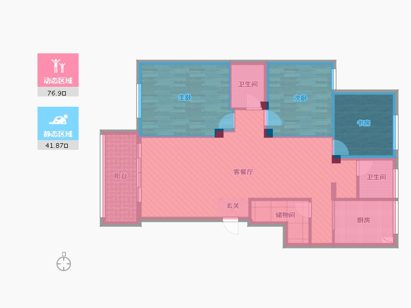 浙江省-宁波市-江星公寓-106.42-户型库-动静分区