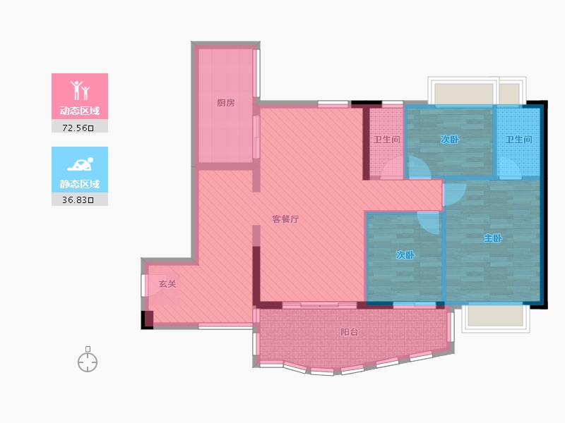 广东省-广州市-富力千禧花园-96.84-户型库-动静分区