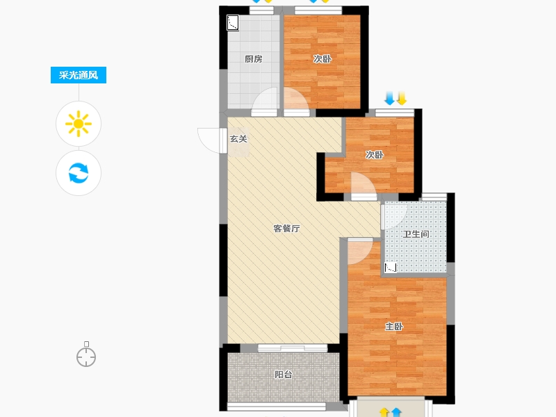 河南省-开封市-恒大未来城-64.04-户型库-采光通风