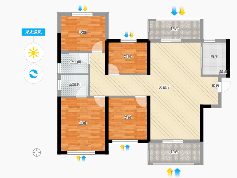 湖南省-长沙市-保利大都汇-89.70-户型库-采光通风